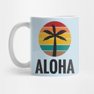 Aloha Palm Tree Sunset 70s Mug